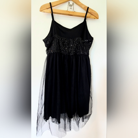SHEIN Belle Plus Sequin Mesh Overlay Cami Black Mini Dress, Size 1x, Rep Era - Picture 7 of 9